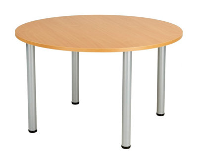 Office Hippo Circular TableSturdy & Robust Round DeskWork For Home Ideal CanteenBoardroom Or Meeting RoomVersatileBeech from B&Q