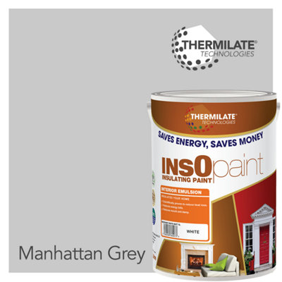 Thermilate Technologies Insopaint Interior Emulsion PaintAnti MouldInsulating & Snergy Saving For Interior Walls & CeilingsManhattan Grey from B&Q