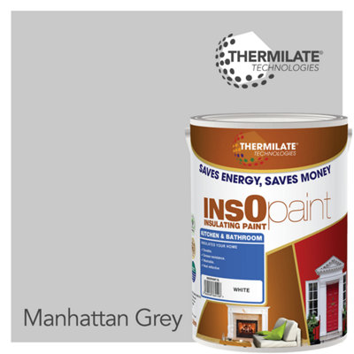 Thermilate Technologies Insopaint Kitchen & Bathroom PaintBest Anti-Mould ProtectionInsulating Walls & CeilingsManhattan Grey from B&Q