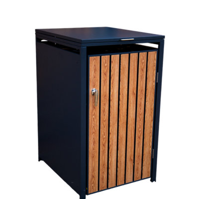 Single Wheelie Bin StorageGalvanised SteelWood Effect & Lockable DoorsWeather Resistant from B&Q