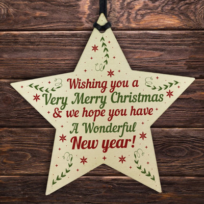 Red Ocean Handmade Wooden Star Bauble Christmas Gift For Special Friend Neighbour Family Friendship Keepsake from B&Q