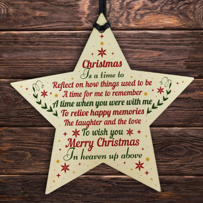 Red Ocean Christmas Bauble Wooden Star Memorial Plaque For Mum Dad from B&Q