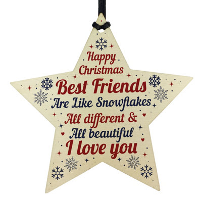 Red Ocean Christmas Gifts For Best Friend Wooden Baubles Tree Decoration from B&Q