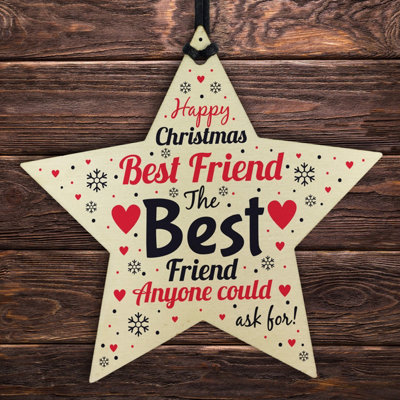 Red Ocean Christmas Gift For Best Friend Wooden Star Christmas Tree Bauble from B&Q
