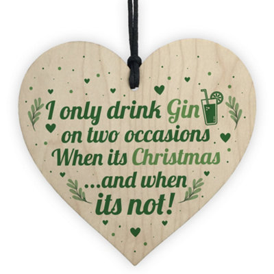 Red Ocean Handmade Funny Christmas Gin Sign Gift For Gin Lovers Friend Novelty Wooden Hanging Heart For Home Bar Plaque from B&Q