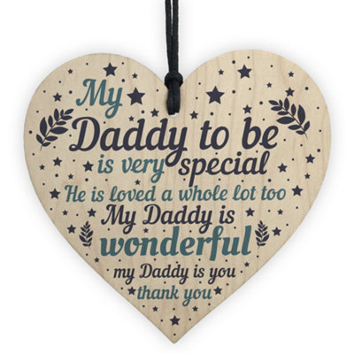 Red Ocean Fathers Day New Daddy Dad To Be Gift Baby Shower Pregnancy Gift Handmade Wooden Heart Keepsake