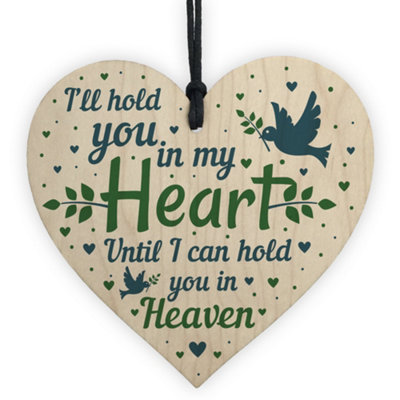 Red Ocean Mum Nan Dad Tribute Wooden Heart Memorial Tree Decoration Plaque Bauble In Memory Sign from B&Q