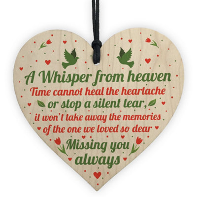 Red Ocean Miss You Always Mum Nan Dad Tribute Wood Heart Memorial Decoration Plaque Bauble In Memory Sign from B&Q