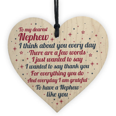 Red Ocean Nephew Birthday Card Or Christmas Card Wooden Heart Gifts From Auntie Or Uncle Keepsake Gift from B&Q