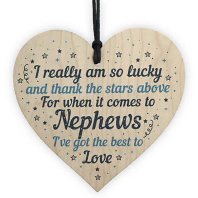Red Ocean Birthday Christmas Card Or Gifts For Nephew Wooden Heart Gifts From Auntie Or Uncle Keepsake Gift from B&Q