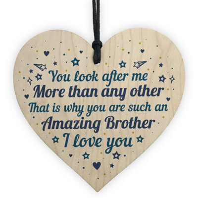 Red Ocean Brother Birthday Gifts Wooden Heart Brother Christmas Card Gifts For Him From Sister Keepsake Plaque from B&Q