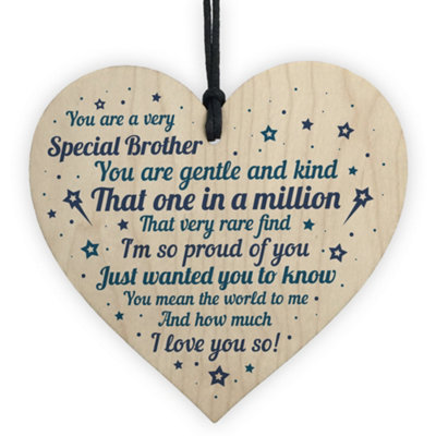 Red Ocean Brother Sister Birthday Gifts Wooden Heart Brother Christmas Card Gifts For Him Keepsake Plaque from B&Q