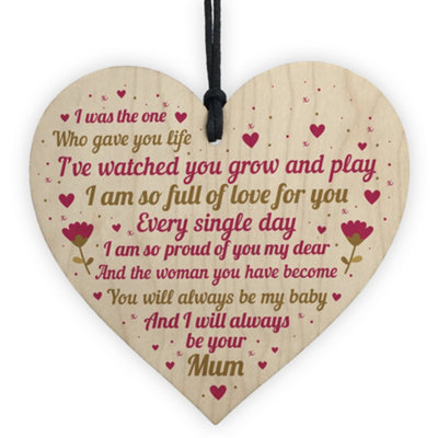 Red Ocean Handmade Daughter Gifts From Mum Wooden Hanging Heart Sign Christmas Birthday Gift Keepsake Mother Daughter Gifts from B&Q