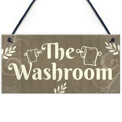 Red Ocean The Washroom Shabby Chic Novelty Bathroom Toilet Signs And Plaques Sign For Door Bathroom Decor from B&Q