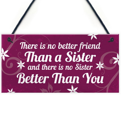 B&Q -  Best Friend Sister Gifts For Birthday Christmas Hanging Plaque Friendship Keepsake Thank You