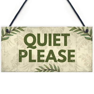 Red Ocean Quiet Please Do Not Disturb Sign Shabby Chic Hanging Door Plaque Salon Treatment Bedroom Sign from B&Q