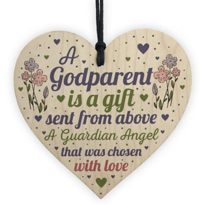 Red Ocean Godparent Gifts For Christening Wooden Heart Christmas Decoration Keepsake Plaque from B&Q