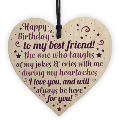 B&Q -  Birthday Friend Gifts Wooden Heart Special Friendship Plaque Card Present Idea For Best Friend