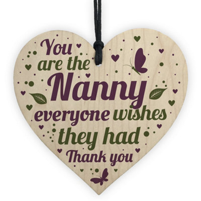 Red Ocean Christmas Gifts For Nan Nanny Wooden Heart Xmas Gifts For Her Grandparent Keepsake Plaque from B&Q