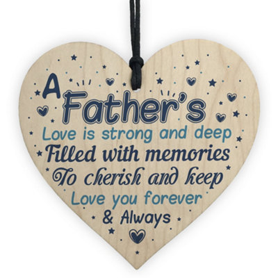 B&Q -  Dad Gifts From Daughter And Son Wooden Heart Daddy Dad Birthday Christmas Present