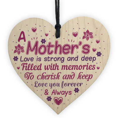 B&Q -  Christmas Gift For Mother Mum Mummy Handmade Wooden Heart Birthday Gift From Daughter Son Keepsake