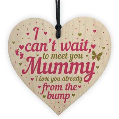 B&Q -  Wooden Heart Gift From Baby To Mummy To Be From Bump Present Baby Keepsake Baby Shower Gift