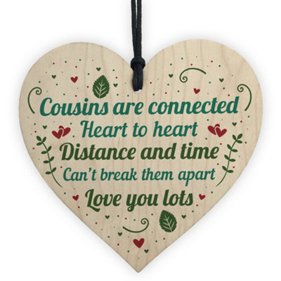 Red Ocean Birthday Christmas Gift For Cousin Wooden Heart Family Friendship Keepsake Plaque from B&Q