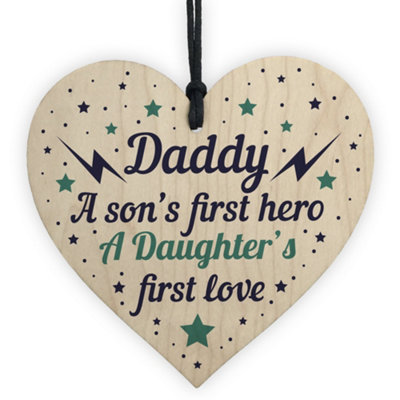Red Ocean Daddy Daughter Dad Son Sentimental Gift Wooden Heart Plaque Birthday Christmas Keepsake Plaque from B&Q