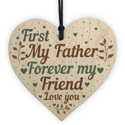 B&Q -  Father Present Sentimental Wooden Heart Friend Dad Father Gifts From Son From Daughter