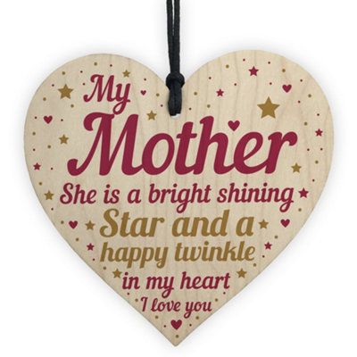 Red Ocean Mum Mother Memorial Hanging Wooden Heart Remembrance Plaque Keepsake Gift For Mum from B&Q