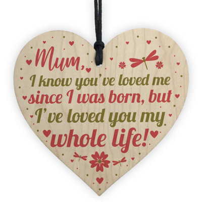 B&Q -  Mummy Mum Gifts For Daughter And Son Wooden Heart Birthday Christmas Gift Keepsake