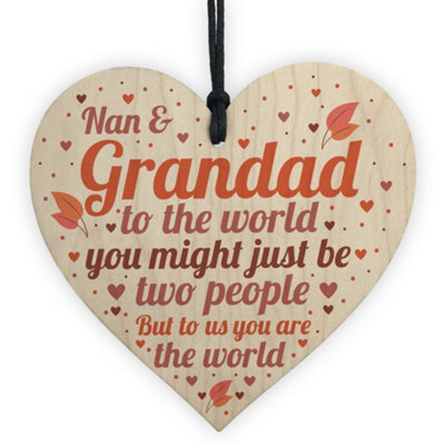 Red Ocean Thank You Gift For Nan And Grandad Wooden Heart Birthday Christmas Keepsake Grandparent Gift from B&Q