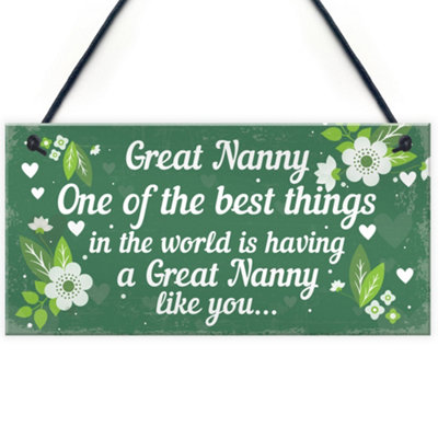 Red Ocean Great Nanny Plaque Hanging Sign Grandparent Gifts From Grandchildren Keepsake Birthday Christmas Thank You from B&Q