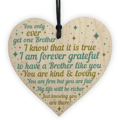 B&Q -  Brother Gifts For Christmas Birthday Handmade Wooden Heart Plaque Keepsake Gifts From Sister