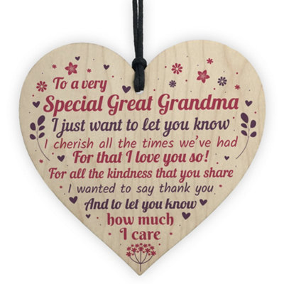 Red Ocean Great Grandma And Grandad Gifts Grandma Gifts For Christmas Handmade Wooden Hanging Heart Plaque Birthday Gift from B&Q