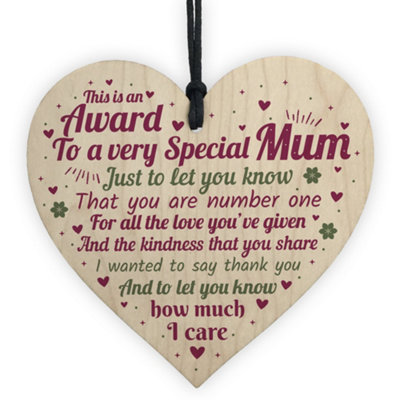 Red Ocean Mum Christmas Presents Wooden Heart Mummy Mum Birthday Gift From Son Daughter Thank You from B&Q