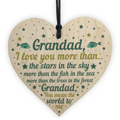 B&Q -  Grandad Gifts For Birthday Christmas Grandad Gifts From Grandchildren Handmade Wooden Hanging Heart Plaque Keepsake