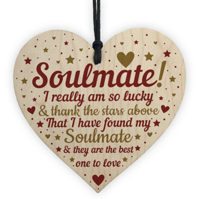 Red Ocean Soulmate Gifts For Him Her Wood Heart Plaque Anniversary Birthday Husband Wife Boyfriend Girlfriend Gift from B&Q