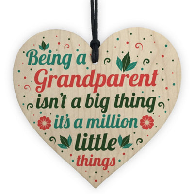 Red Ocean Grandma And Grandpa Gifts For Nan And Grandad Wooden Heart Birthday Christmas Grandparent Gift from B&Q