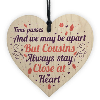 Red Ocean Cousin Friendship Gifts Wooden Heart Birthday Christmas Card Gift Keepsake Family Plaque from B&Q