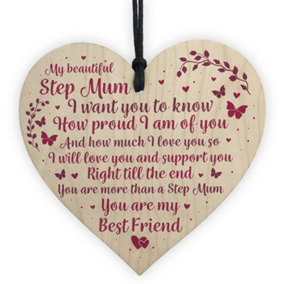 Red Ocean Stepmum Birthday Gifts Step Mum Presents For Mothers Day Christmas Keepsake Heart Plaque Daughter Gift from B&Q