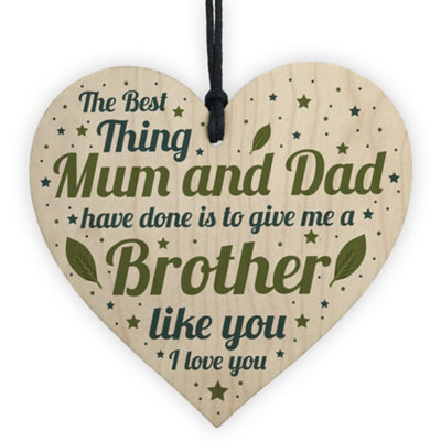 B&Q -  Birthday Gifts For Brother From Sister Handmade Wooden Heart Sign Thank You Gifts For Brother Keepsake