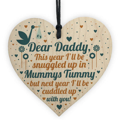 B&Q -  Daddy To Be Gifts From Bump Baby Shower Dad To Be Birthday Gift Friend Wooden Heart