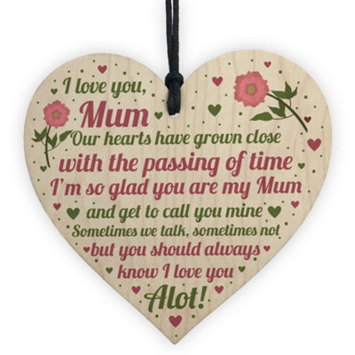 Red Ocean Gifts For Mum Mummy Wooden Heart Plaque Birthday Christmas Xmas Gift From Son Daughter from B&Q