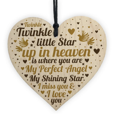 Red Ocean Memory Wooden Heart Bereavement Gift Mum Dad Nan Grandad Memorial Keepsake Gift Plaque from B&Q