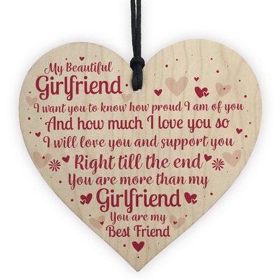 Red Ocean Best Friend Gift Girlfriend Anniversary Birthday Christmas Card Gift Wooden Heart Keepsake
