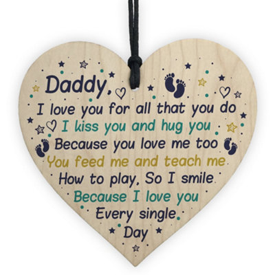 B&Q -  Dad Birthday Christmas Daddy To Be Wooden Heart From Bump Baby Gift Keepsake