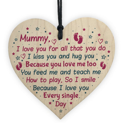 Red Ocean Mum Birthday Christmas Mummy To Be Wooden Heart From Bump Baby Gift Keepsake from B&Q