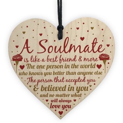 Red Ocean Soulmate Birthday Christmas Card Wooden Heart Anniversary Gift For Girlfriend Boyfriend Husband Wife from B&Q