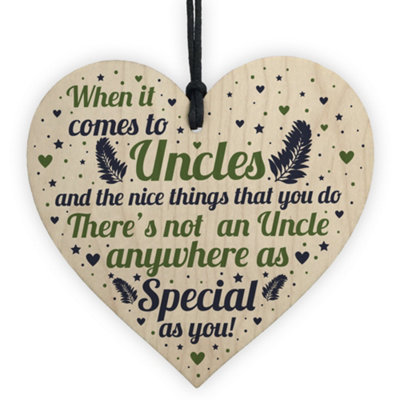 Red Ocean Handmade Uncle Birthday Gifts Presents Wooden Heart Plaque Keepsake Christmas Uncle Gifts from B&Q